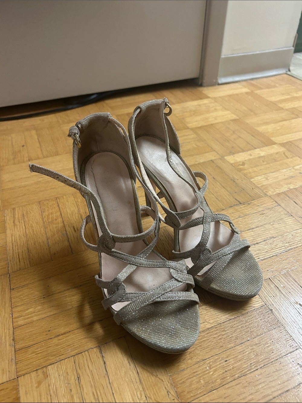 le chateau Gold Strappy High-Heel Sandals